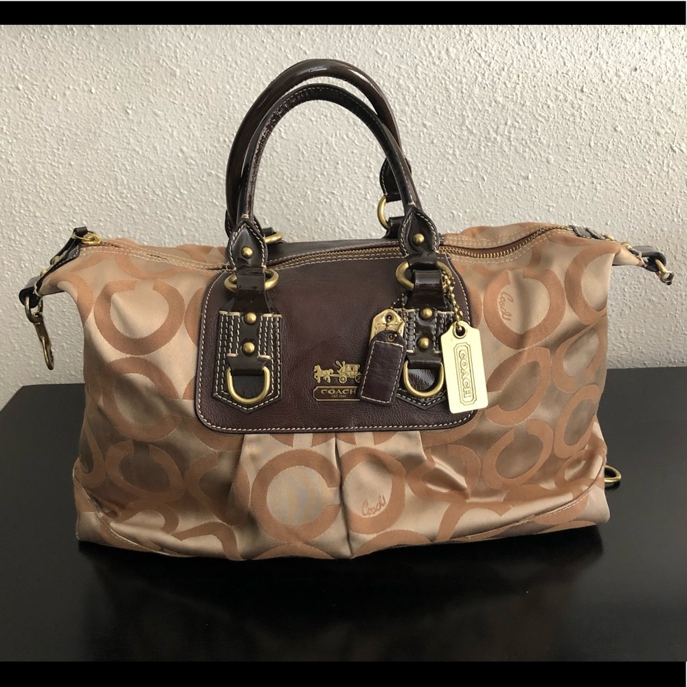 COACH Madison Audrey Op Art Signature Satchel